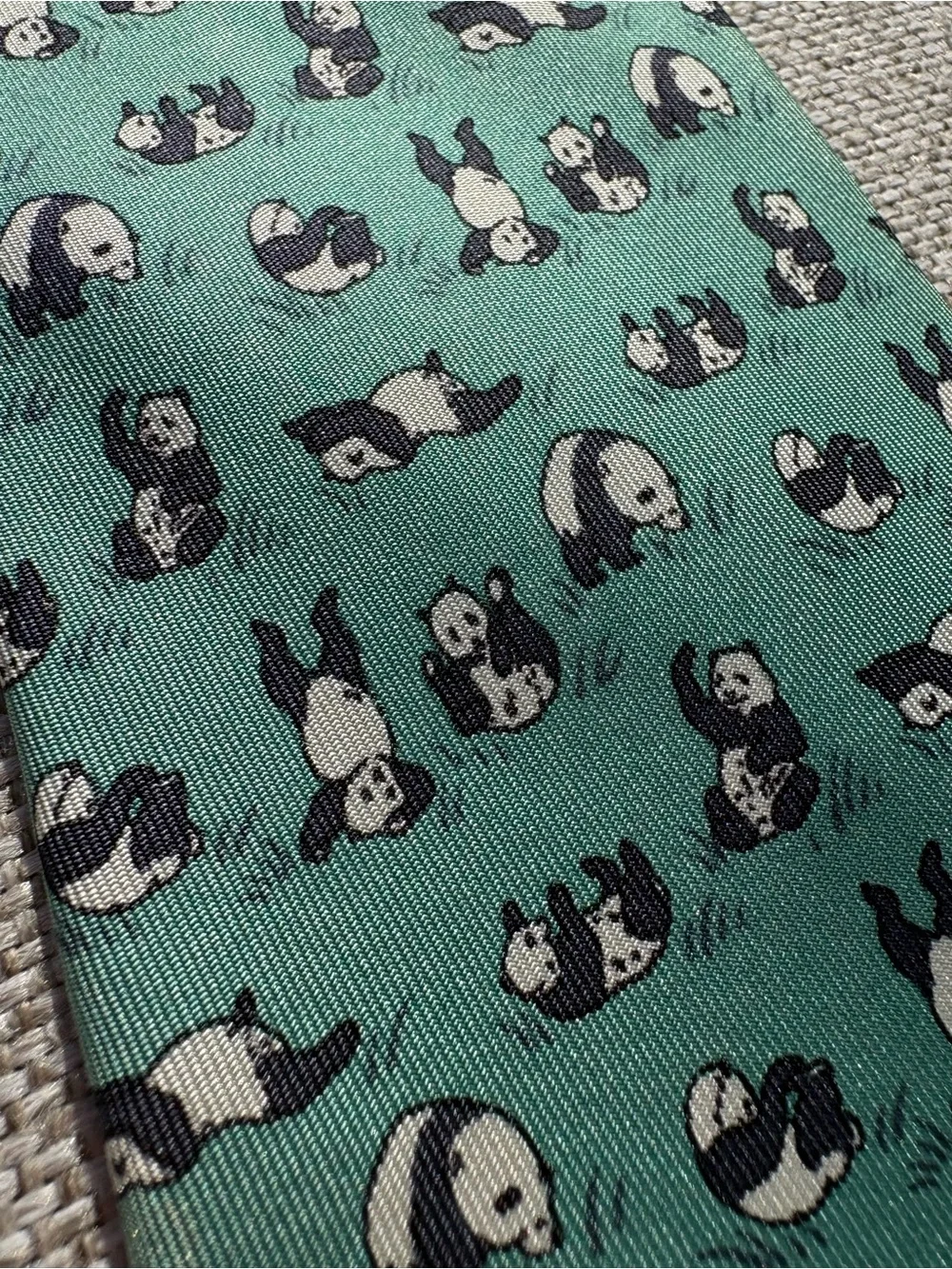 Hermès Panda Silk Tie Vintage 7362 PA Made in France Rare